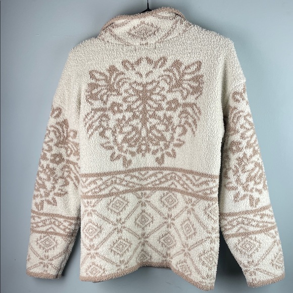 Knox Rose Cream & Taupe Sherpa Half-Zip Pullover Size M - Picture 8 of 10